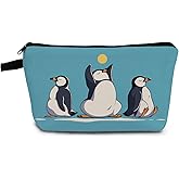YULUENZE Penguin Makeup Bag Cute Small Organizer Bag with Zipper Penguin Print Cosmetic Bag Birthday Gifts for Women Sisters Friends