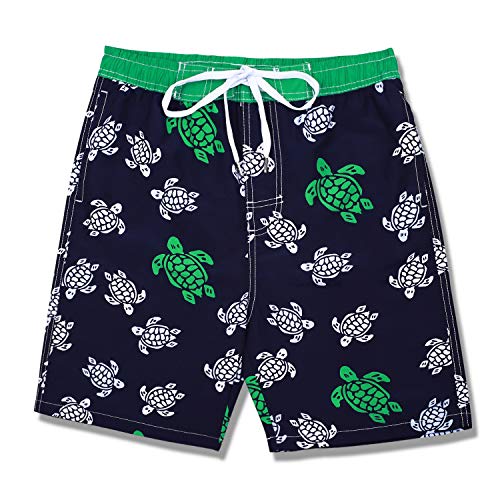 Kute 'n' Koo Boys Swim Trunks, UPF 50+ Quick Dry Boys Swim Shorts for Big Boys and Toddlers, Size from 2T to 18/20 (8, Sea Turtles)