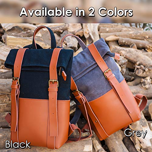 Primeware 2-Bottle Wine Leather Backpack | Made with Full Grain Leather | Interior is Insulated with Synthetic Wool and has Divider to Protect Bottles (2-Bottle, Grey) - Thumbnail 5