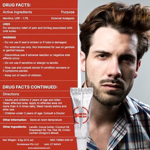 Cold Sore Treatment (Dragons Blood) - Made in USA - 1.7% Menthol - Relief - Quick Cold Sore Relief -