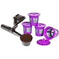 2-Item Bundle: 4-Pack Cafe Save Reusable K Cup Coffee Filters + EZ-Scoop 2 Tbsp Scoop with Integrated Funnel, Refillable Pod Capsule For Use with Keurig & Select Single Cup Coffee Maker