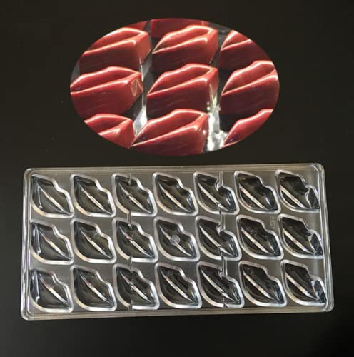 Binwat 21 Grid Chocolate Candy Mold PC Polycarbonate Chocolate Making Mould (Lip Shape) — image 1