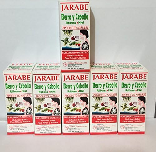( Six) Syrup Watercress and Onion Radish-Honey Natural Product Dietary Supplement. Delicious Flavor for Children and Adults 8oz