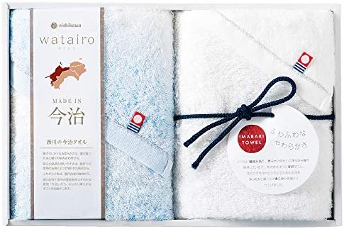 東京 西川 今治 タオルギフト フェイスタオル 2枚 わたいろ 綿100% ふわふわ 日本製 ギフトパッケージ入り ブルー TBF2997111B