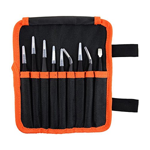 9 Piece ESD Tweezers Tools Kit, Beaulinks Precision Anti-Static Non-Magnetic Tweezers for Beauty,Nail Art,Jewelry-Making Watches,Medical,Electronics, Laboratory Work