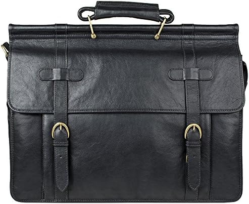Hidesign Roma Bag - Messenger Bag - Laptop Bag - Shoulder Bag - Leather Bag - For Men - With Removable & Adjustable Leather Shoulder Strap - With Dog Clips - For Travel & Work