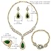 Moochi 18K Gold Plated Green Beads Crystal Chain Necklace Earrings Ring Bracelet Jewelry Set