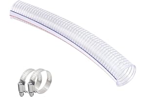 QuQuyi 2 Inch ID x 2-1/4 Inch OD Heavy-Duty Steel Wire Suction PVC Flexible Tubing High Pressure UV Chemical Resistant Thick Vinyl Hose Tube, 1.3 FT