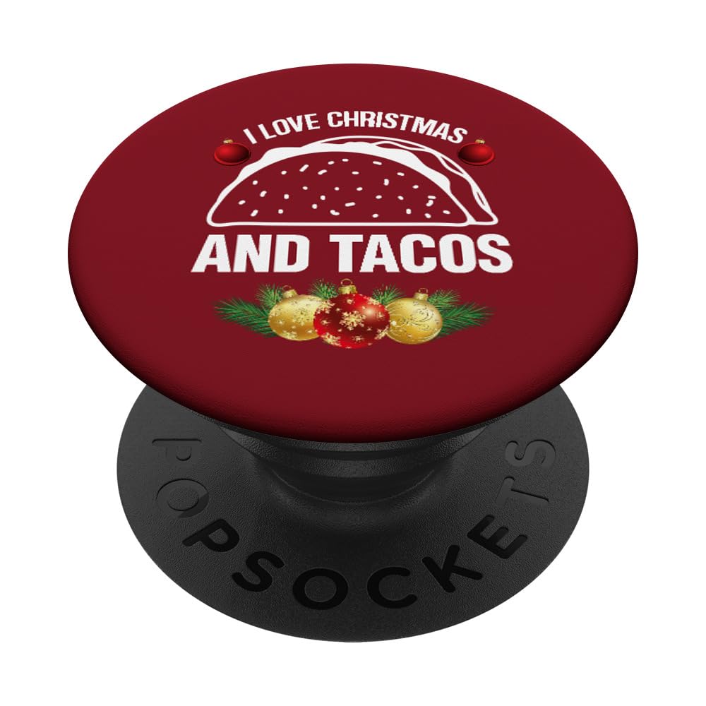I Love Christmas and Tacos Cute Taco Gift PopSockets Adhesive PopGrip