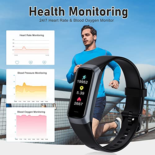 Fitness Tracker with 24/7 Heart Rate, Blood Oxygen Blood Pressure Sleep Monitor, Activity Trackers IP68 Waterproof,Pedometer Step Calorie Counter Health Smart Watch for Women Men