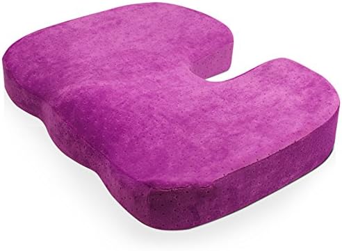 Clavi Coccyx Seat Cushion Pad Memory Foam Office Chair Car Seat Cushion to Relieve Tailbone Sciatica Hip Lower Back Pain (Purple)