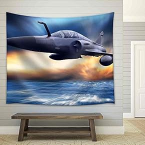 Military Airplan on The Speed - Fabric Wall Tapestry Home Decor - 51x60 inches