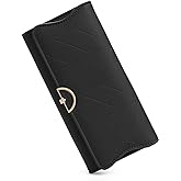 RNIEGA Leather Wallet for Women Trifold Womens' RFID Blocking Wallet Card Holder Purse Clutch with Zipper Coin Pocket,Black