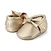 OOSAKU Infant Tolddler Baby Soft Sole PU Leathe Bowknots Shoes (6-12 Months, Gold)