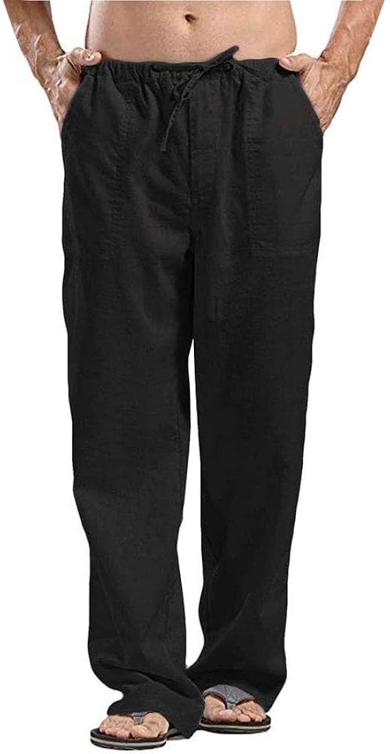 Surenow メンズ リネンパンツ カーキ メンズパンツ 軽量 通気性 ゆったり カジュアル ジョガー ヨガ ビーチパンツ ロングパンツ 通販 Amazon