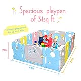 Baby Playpen - Kids 16 Panel Activity Centre Safety Play Yard, Home Indoor Outdoor New Pen (Multicolour,Tortoise and Hare Themed Set)