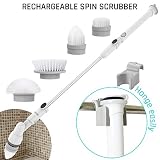 Electric Spin Scrubber,GRIINTEKK Tub and Tile Scrubber- Cordless Power Spin Scrubber for Bathroom, Floor, Wall, Floor, Scrub Brush Scrubber- With 4 Rechargeable Rotating Head and 1 Adapter