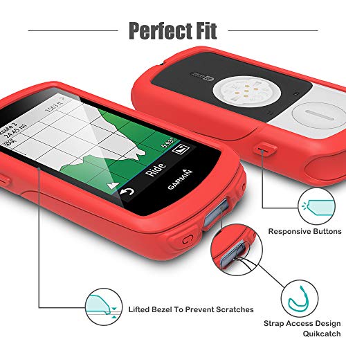TUSITA Case for Garmin Edge 1030 - Silicone Protective Cover - GPS Bike Computer Accessories (Red)