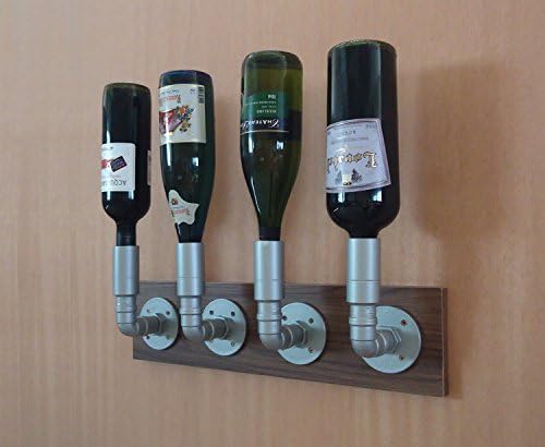 Cellar Shelf Wine Holder and Wine Glass Suspended Holder Industrial Style Silver Lacquered