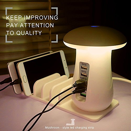 Fescra LED Mushroom Light Universal 5 USB Stand Charging Docking Station For iPhone