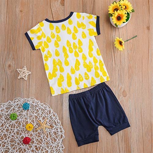Romper Bodysuit Toddler Girl,Newborn Infant Baby Boys Girls Short Sleeve Cartoon Tops Shirt+Pants Outfits Set,Girls' Underwear,Yellow,100