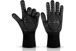 Fire Riot Heat-Resistant Oven & BBQ Gloves – Non-Slip Silicone Dotted Gloves - One Size Fits Most – Ideal for Oven, Grill, Baking & Cooking - Black
