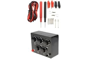 Adjustable Decade Resistance Box 0-9999.9Ω Variable Resistor Tester with 0.1Ω Precision Step ABS Housing and Test Leads for C
