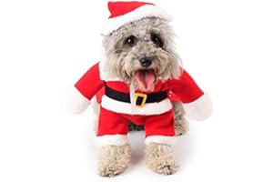 MEHRLIEBEN Dog Cat Christmas Costume, Funny Pet Cosplay Clothes Santa Claus Dog Costume Suit with a Cap, Puppy Xmas Outfit Party Costume Dog Cat Warm Xmas Coat Winter Clothes (Medium)