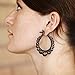 Tribal Jewelry Earrings Brown Wooden Post Hoop Earrings
