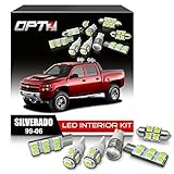 OPT7 18pc Interior LED Replacement Light Bulbs Package set kit for 99-06 Chevy Silverado | 6000K White | Dome Map Courtesy License Plate and more!