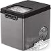 Vremi Countertop Ice Maker - Ice Cubes Ready in 9 Mins - Perfect for Water Bottles, Mixed Drinks - Portable Small Stainless Steel Ice Maker with Ice Scoop and Basket - Silver and Black