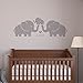 MAFENT Three Cute Elephant Family Wall Decal with Love Hearts Quote Art Baby or Nursery Wall Decor Bedroom Decoration (Grey, Large)