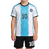 Casmyd Argentina Soccer Jersey for Kids Boys Girls HOM Jersey Kit Youth Football Team Uniform Sports Fan Shirts Set