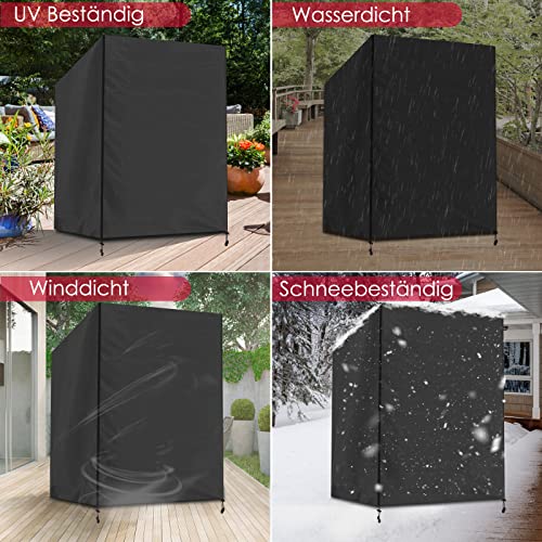 Finew Protective Cover for Beach Chair, Winterproof, Made of 420D Oxford Fabric, 135 x 105 x 175/140 cm, Windproof, UV Resistant, Tear-Resistant, Cover Beach Chair Waterproof (Black)