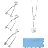 SUPERFINDINGS 3 Sizes S925 Silver Pendant Bail Clasps Sterling Silver Pinch Bails with 1PC Silver polishing Cloth Snap On Bails Pinch Ice Pick Pinch Bails for Neckalce Jewelry DIY Craft Making