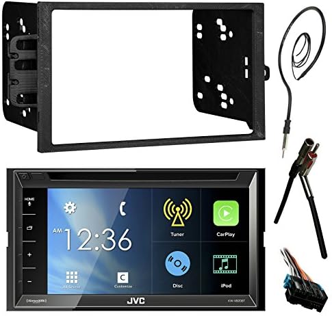 JVC KWV820BT 6.8" Touch Screen Bluetooth CD DVD Car Stereo Receiver Bundle Combo With Metra Dash Installation Trim Kit + Wiring Harness For GM Vehicles + Enrock 22" AM/FM Radio Antenna With Adapter
