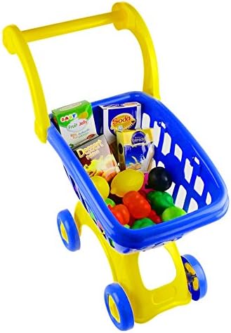 Joy Shopping Cart | Colorful Dual-Mode Kids Shopping Cart Basket Toy with Grocery Foods Fruits Vegetables for Pretend Play Fun Creative Education Game | Non-Toxic ABS | 1405