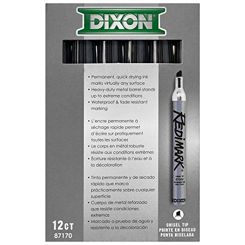 Dixon Industrial RediMark Permanent Markers, Chisel Point, Metal Barrel