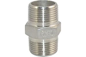 Megairon 3/4" x 3/4" NPT Male Threaded Hex Nipple,Stainless Steel 304 Quick Coupler Pipe Fitting
