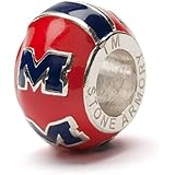 Stone ArmoryOle Miss Football Accessories for Women - Red and Navy University of Mississippi Bead for Bracelets - Hypoallergenic Stainless Steel Charms - Ole Miss Gifts for Women