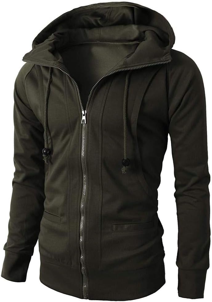 HOMEBABY Hoodies Jacket for Men Autumn Fashion Long Sleeve Zipper Pockets Hooded Sweatshirt Long Sleeve Sportswear Workout Fitness Yoga Tops Pullover Jumper