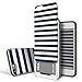 DesignSkin Slider iPhone 6s / 6 Case with Sliding Card Slot Extreme Heavy Duty Bumper Protection with Card Holder 3-Layer Wallet Case Cover for iPhone 6s (2015) / iPhone 6 (2014) - Blue Stripe