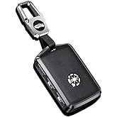 HIBEYO Alloy Leather Texture Car Key Fob Cover with Keychain fits Volvo XC90, XC60, XC40, S60, S90, V60, Polestar 1, T5 - 3 Button Black Smart Remote Car Key Holder