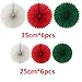 Ipalmay 12PCS Assorted Colors Hanging Tissue Paper Fans for Christmas Decorations(14