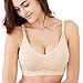 Mamaway Second Skin Seamless Maternity & Nursing Sleep Bra, Postnantal Wirefree Bralette Underwear for Breastfeeding Clip Down with Support During Postpartum & Pregnancy (Nude, Medium)