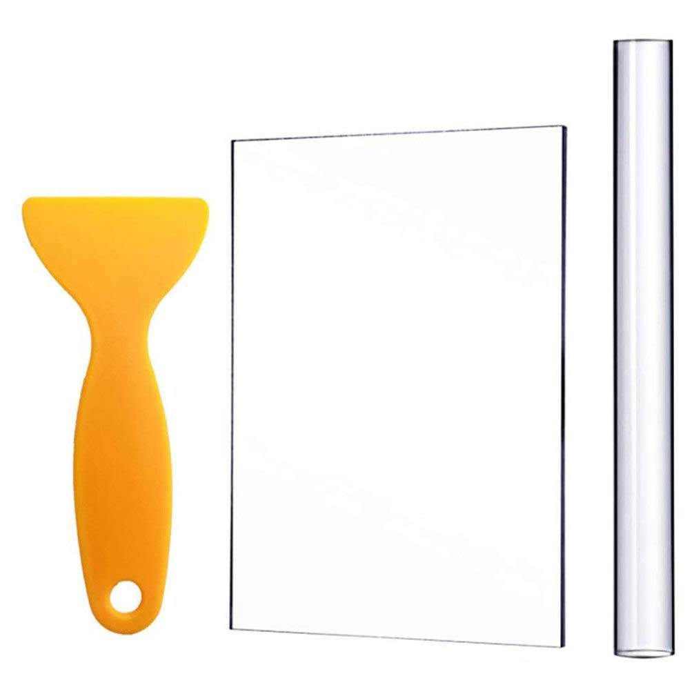 Healifty 3pcs Acrylic Clay Roller Set with Sheet Backing Board Assisted Shovels Rolling Pin for Shaping and Sculpting Polymer Clay