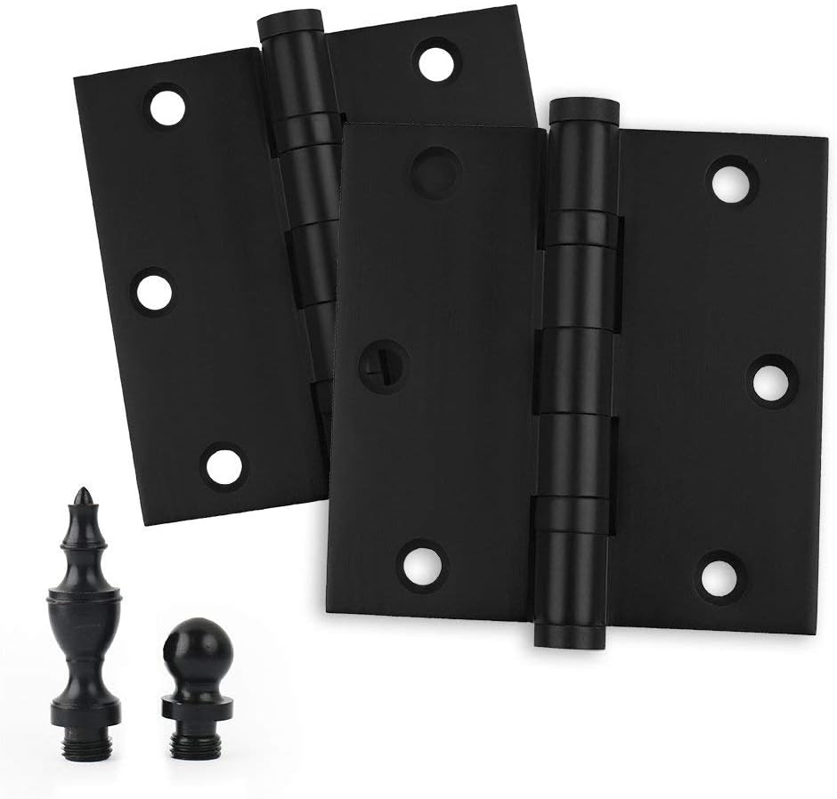 Embassy Solid Brass Door Hinges 3 x 3 Inch, Heavy Duty, Black, Rust