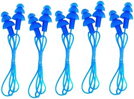 Fletion 5 Pcs Multicolor Silicone Gel Corded String Ear Plugs for Swimming or Sleeping. Soft and Flexible