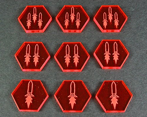 Space Missile Tokens, Fluorescent Amber (9)