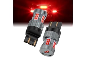 Teguangmei Upgrade 7443 LED Bulb Red 23W Bright Built in Resistor Canbus Error Free Anti Hyper Flash 7443 7444 7444NA 7443A T20 W21W T3 LED Bulb for Brake Light Stop Light Tail Light (2PCS)